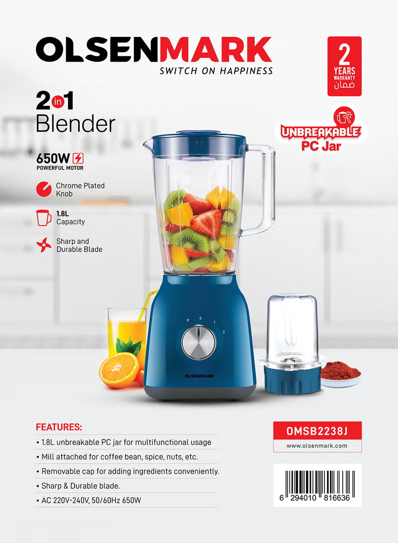 Olsenmark 2-in-1 Blender: Your Multi-Functional Kitchen Companion