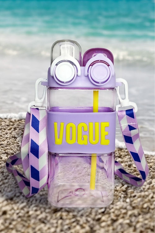 Vogue Double-Compartment Water Bottle with Straw