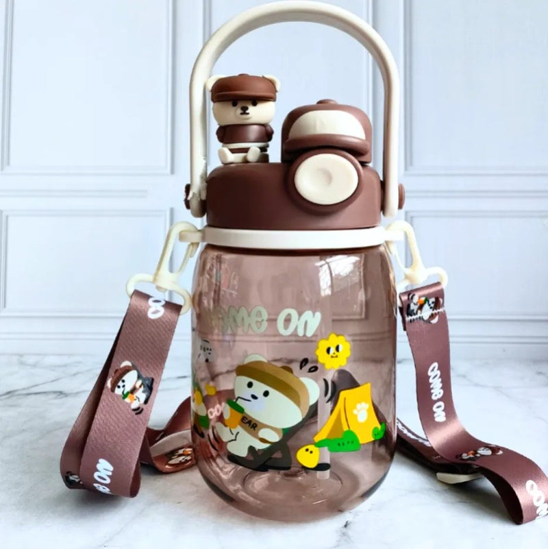 Adorable Bear-Shaped Water Bottle with Camping Theme