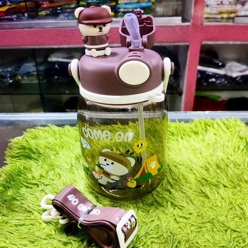 Adorable Bear-Shaped Water Bottle with Camping Theme