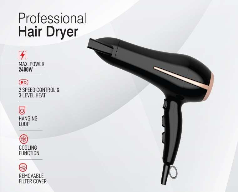 Professional Hair Dryer/2Spd/3LvlHet1x10