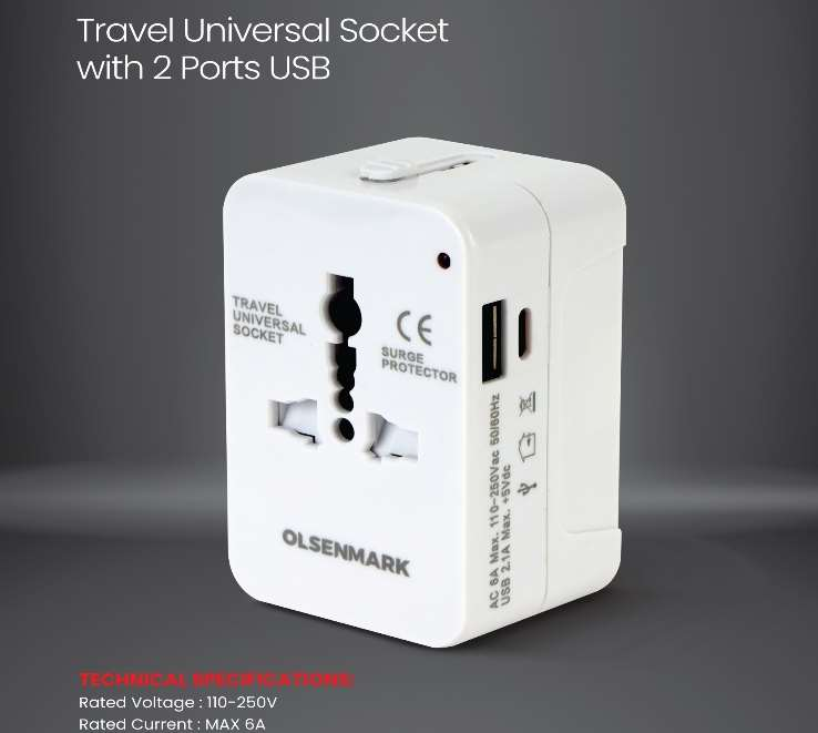 Travel Univrsl Soket/2Ports Usb/C 1X120