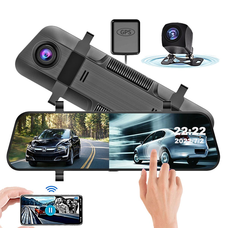 360° Mirror Dash Cam with App Control and WiFi - Full Car Coverage