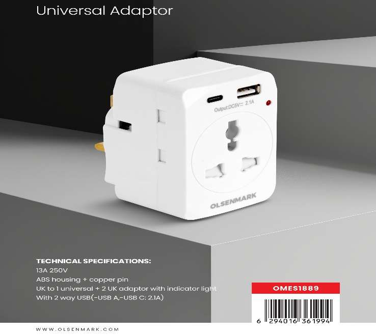 Universal Adaptor With Usb/1Typ C 1x100