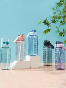 1pc Plastic Water Bottle, Modern Letter Graphic Sport Drinking Bottle For Outdoor