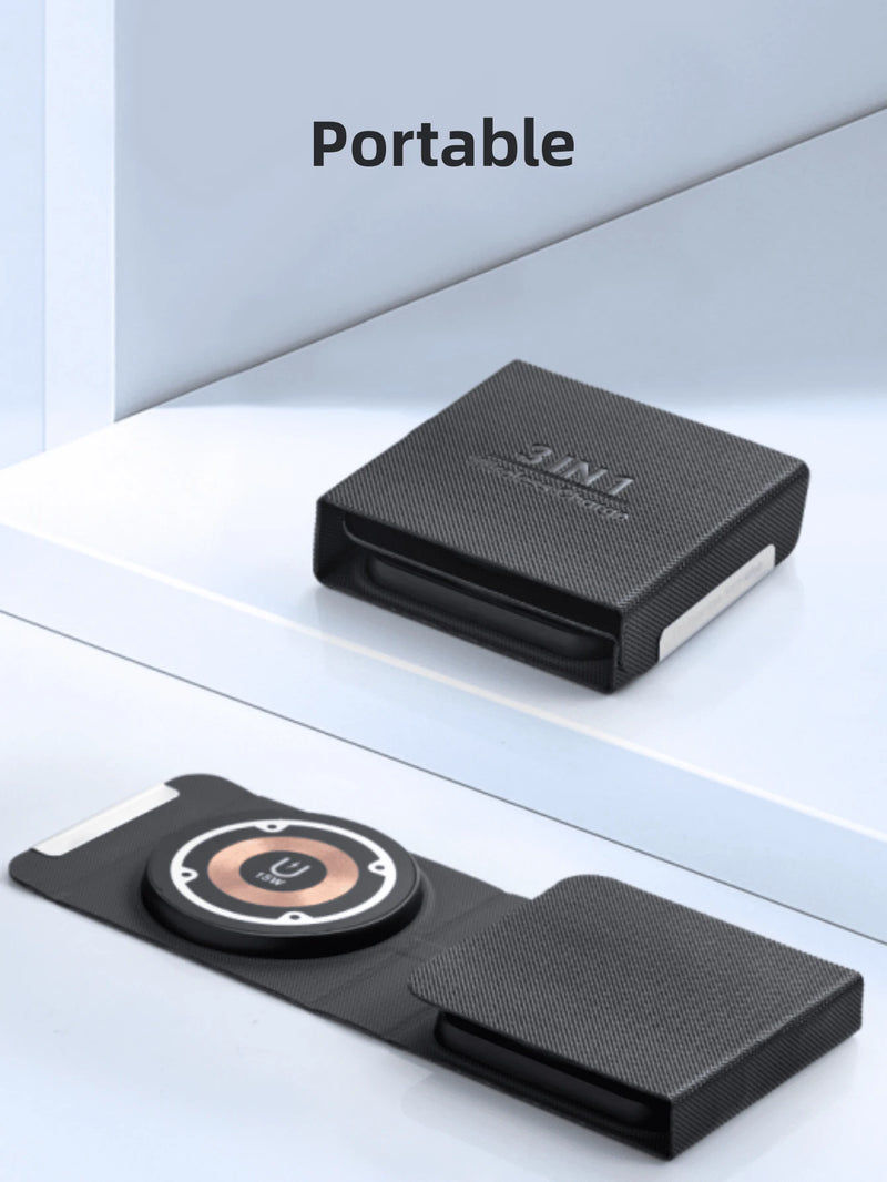 3-in-1 Wireless Charger with Magnetic Stand - Charge Multiple Devices Simultaneously