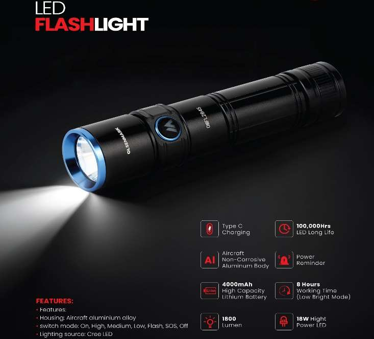 Led Flash Light/Typ C/4000Mah 1x50