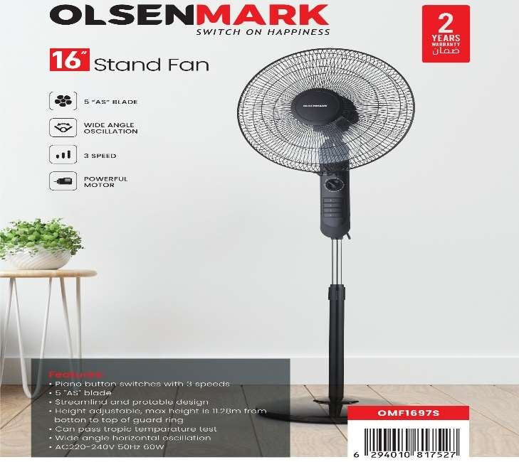 16"Stand Fan/3Spd/Osclation/Timer1x2