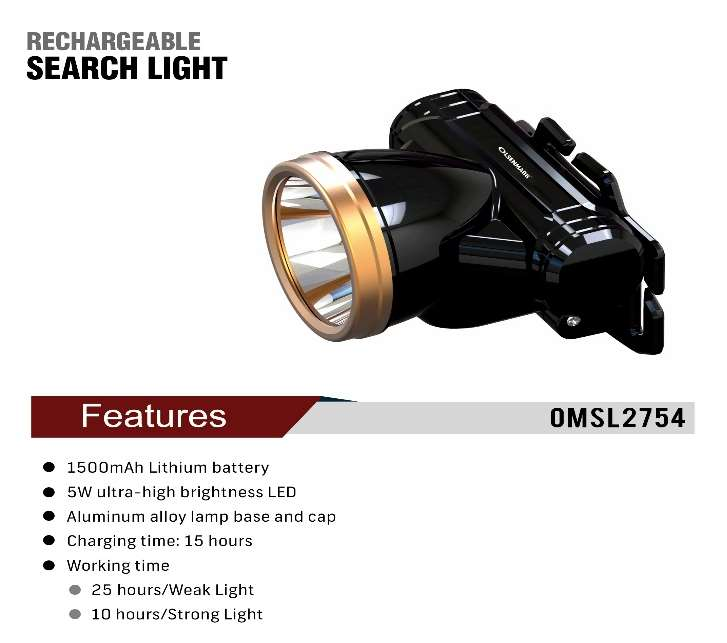 Rechargeable Led Headlight/1500mahBat/5WLe 1X120