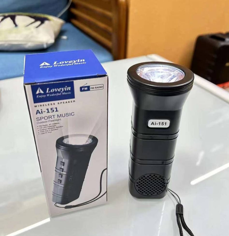 Portable Wireless Speaker with FM Radio & Flashlight