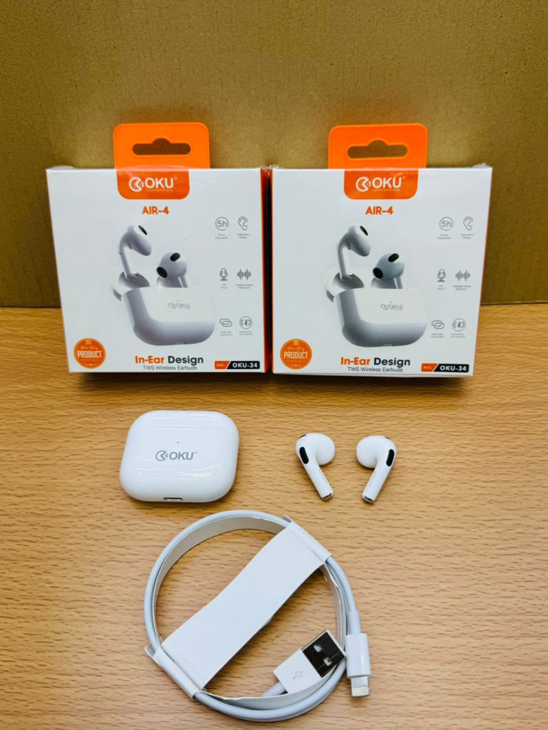 OKU AIR-4 TWS Wireless Earbuds with Super Bass and Charging Case