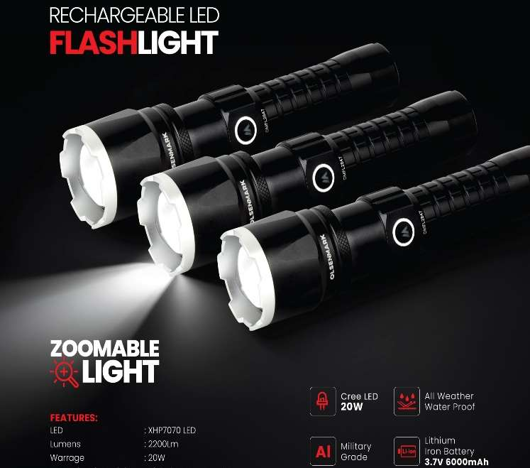 3in1Rech Led Flshligt/Wtrprof/Zomble1x15