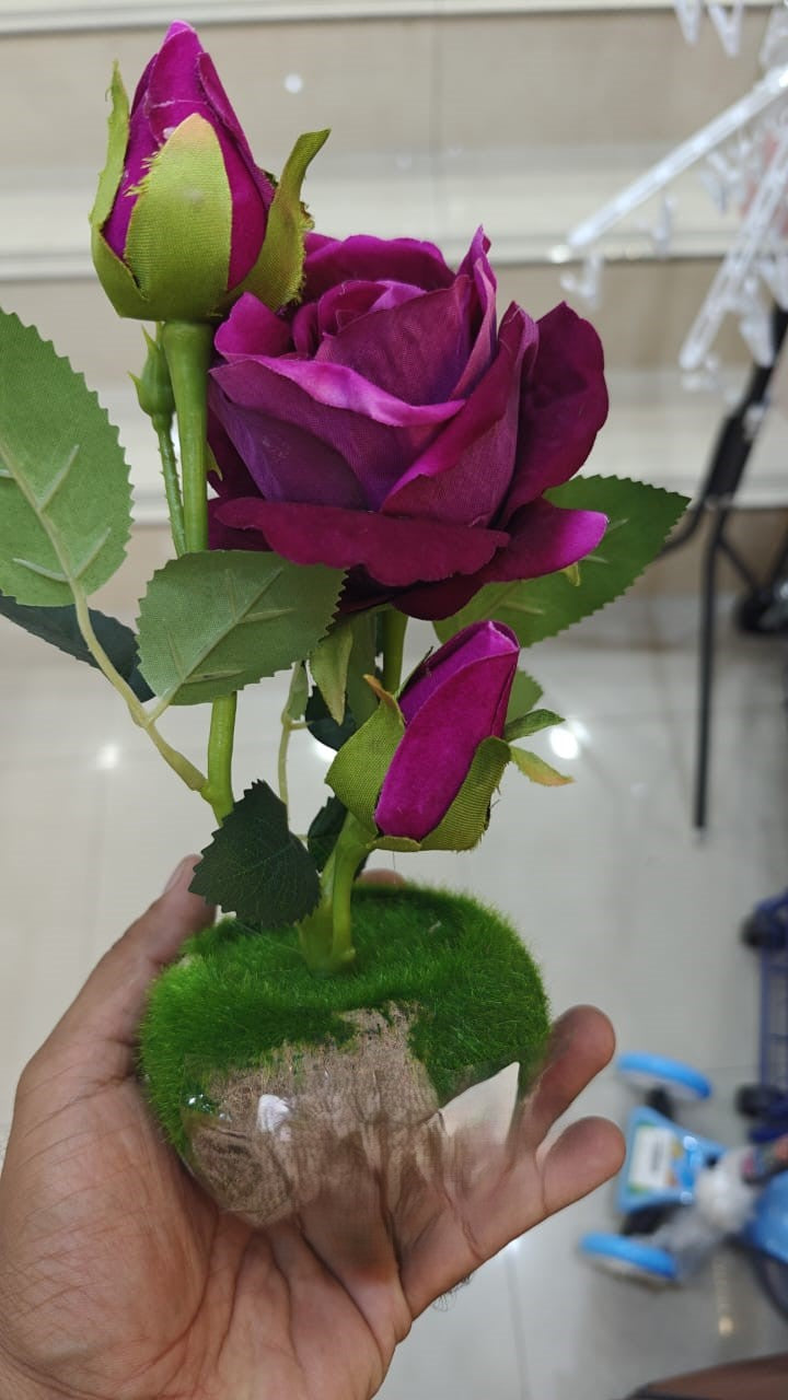 Artificial Purple Rose Flower Pot