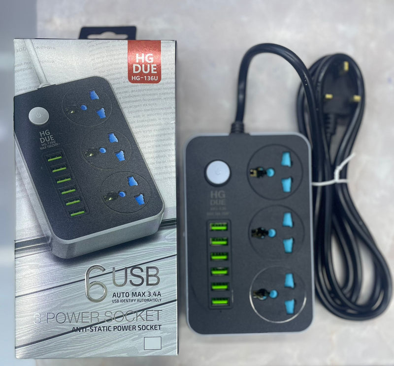 DUE HG-136U 6 USB Power Socket - Charge Multiple Devices Simultaneously