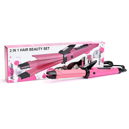 BoBaTiss 2-in-1 Hair Beauty Set: Straighten, Curl, and Style with Ease