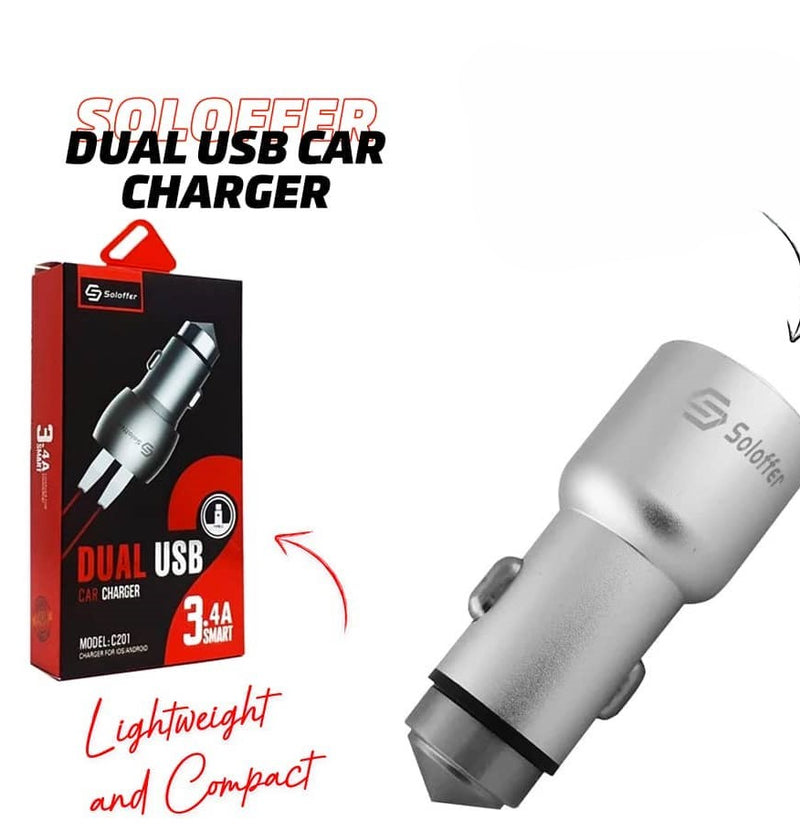 Soloffer Dual USB Car Charger - Fast and Efficient Charging on the Go