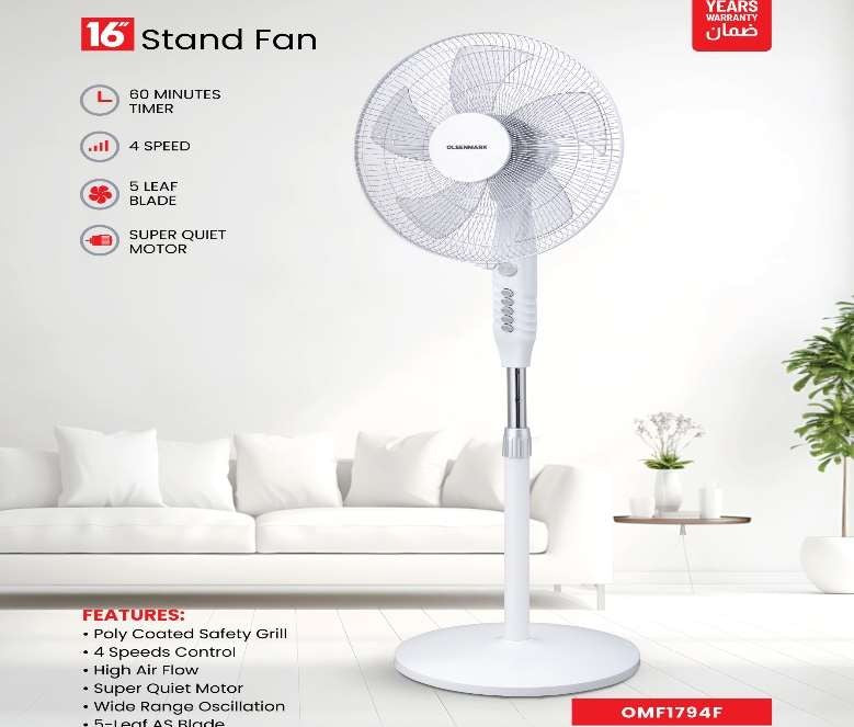 16"Stand Fan/3Spd/Osclation/Timer 1X1