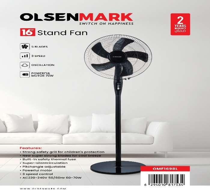 16"Stand Fan/Rmt/3Mode/3Spd/Timr/Oscl1x2