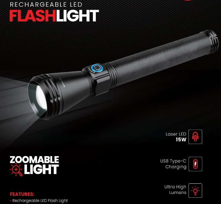 Rech Led Flashlght/Zoming 1x20