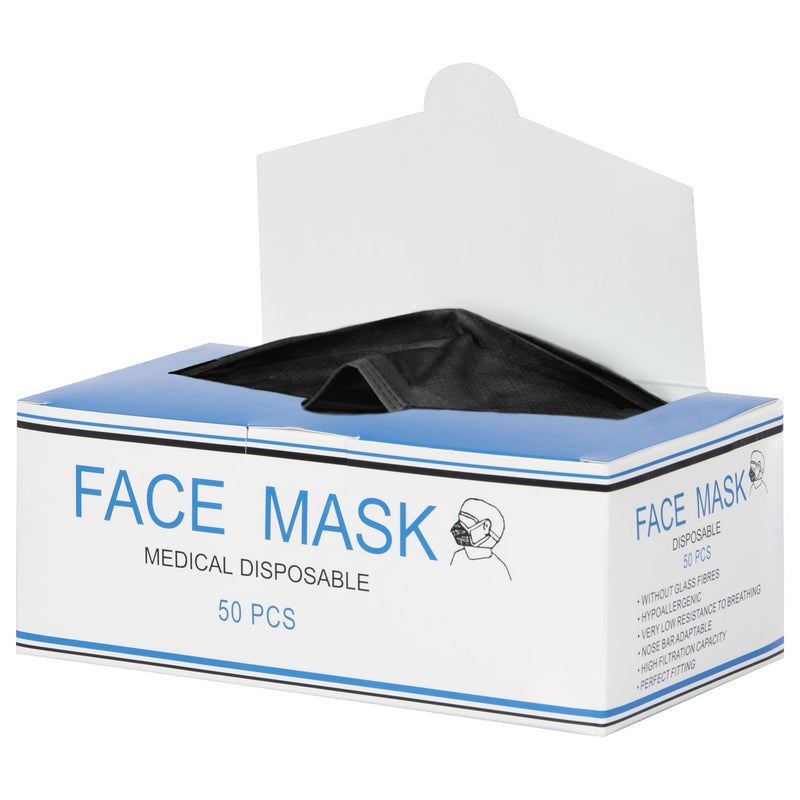 Medical disposable face mask with elastic band and nose clip, 50 pieces