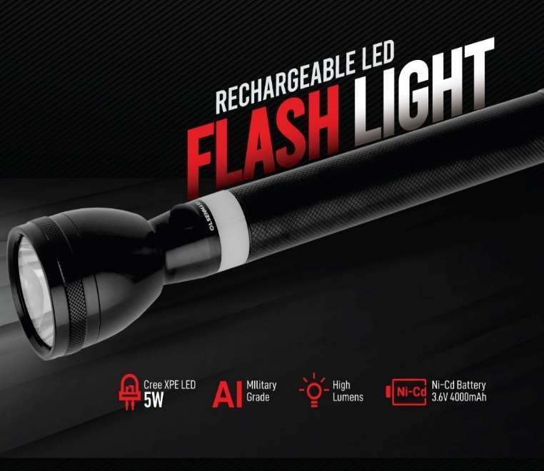 Rech Led Flashlight/289Mm/3XSc Ni Cd1x20