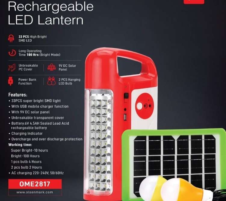 Rechargeble Led Lantern/Solar/33pc/2Bulb/PB1X10