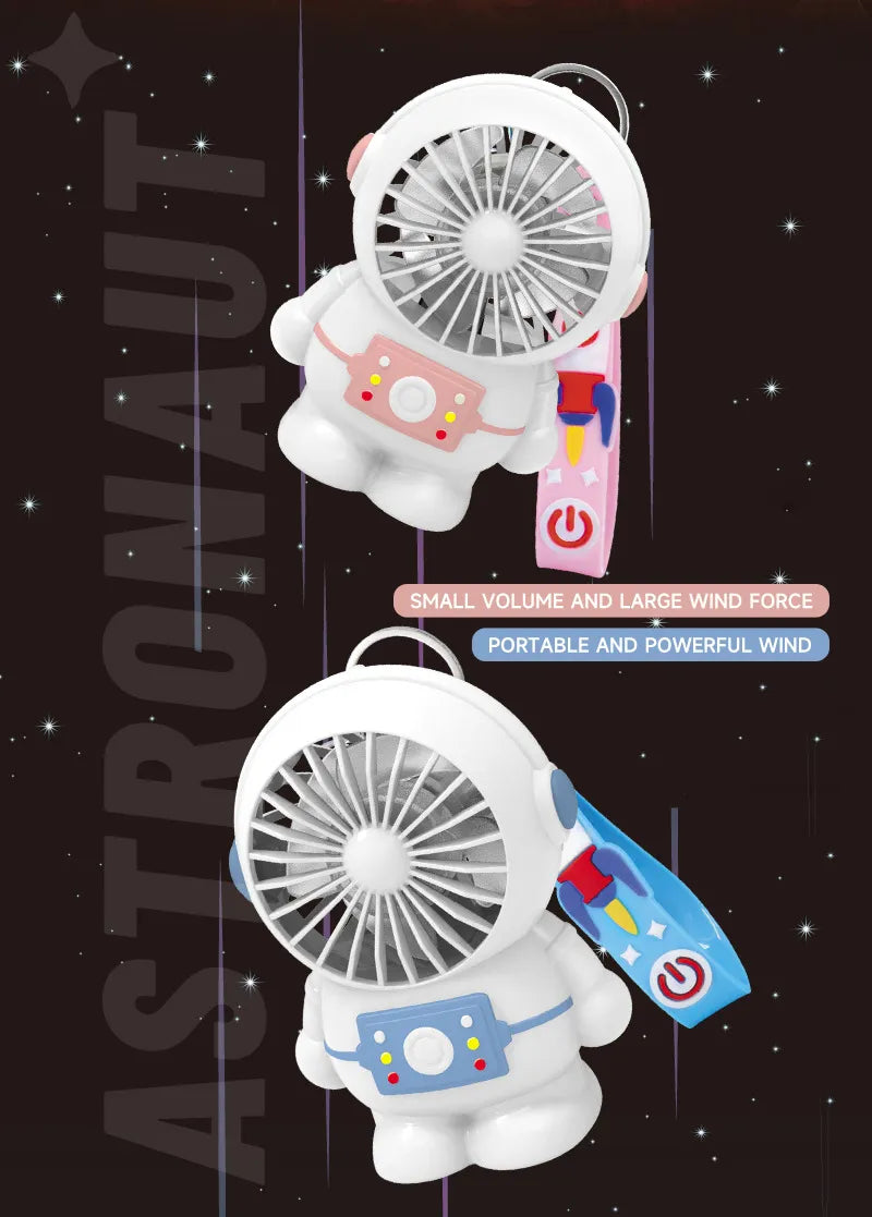 Hanging neck fan portable astronaut mini fan bladeless silent USB charging astronaut small fan with lanyard suitable for desktop office student dormitory