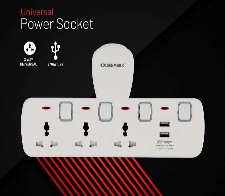 3 Way Socket+2-Way USB 1X36