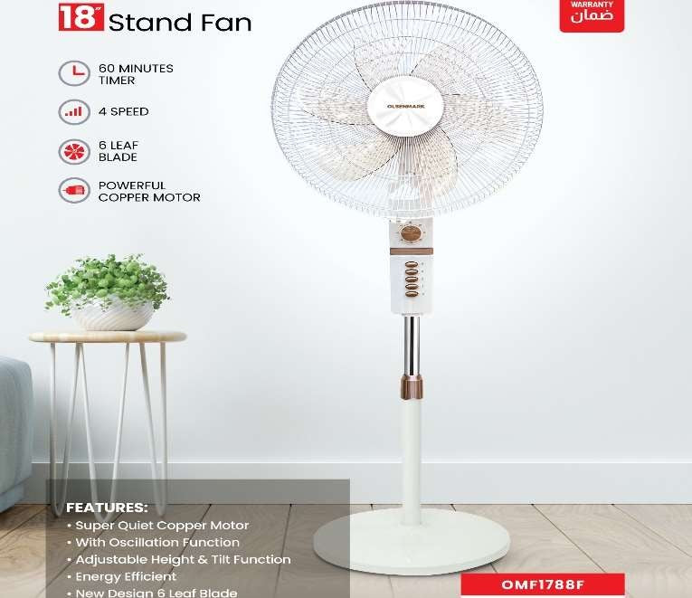 18"Stand Fan/3Spd/Oscltn/60Mnt/7Leaf/1x1