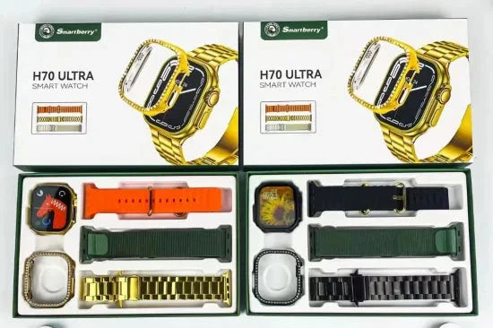 4 in 1 Smartwatch Sets H70 Ultra Two Watches 10 Straps Bt Calling Wireless Charging Smart Watch