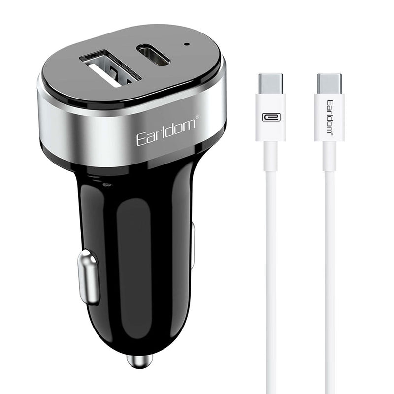 Earldom ES-CC14 PD Quick Car Charger - Dual USB and USB-C Ports for Fast Charging