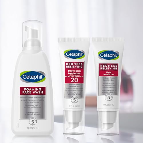 CETAPHIL Night Cream, Redness Relieving Night Moisturizer for Face, 1.7 fl oz, For Dry, Redness-Prone Skin, Hypoallergenic, Fragrance Free