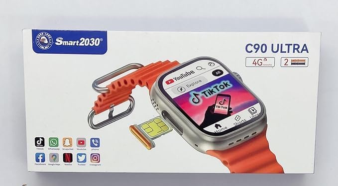 Smart2030 C90 ULTRA Smartwatch - 4G Connectivity, Dual Camera & Social Media Apps”