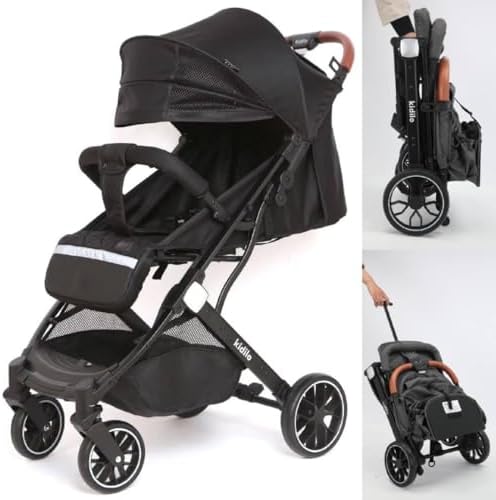 Kidilo K9G Black Stroller - Lightweight and Compact for Easy Travel