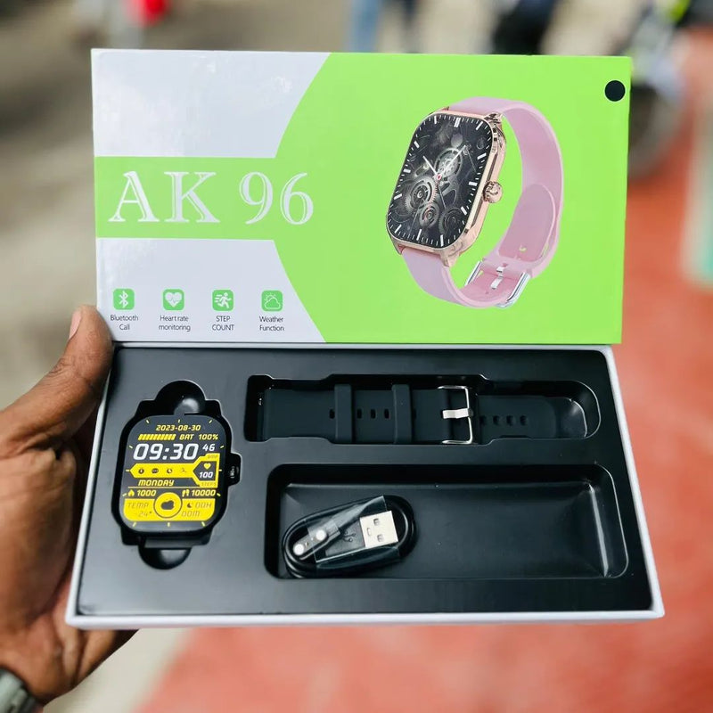 AK 96 Smartwatch with Heart Rate Monitor - Waterproof Bluetooth Fitness Tracker