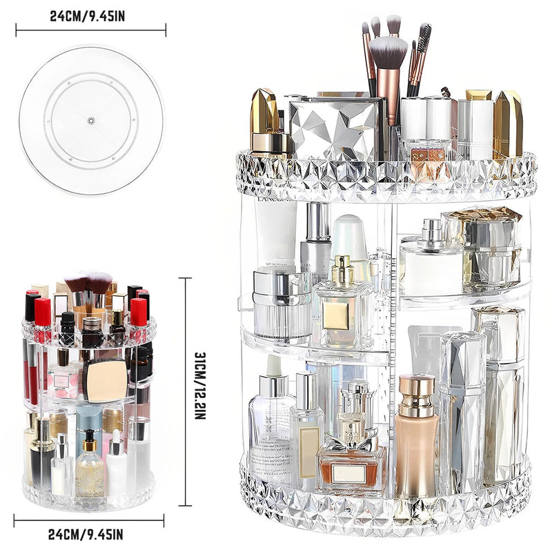 360 Degree Rotating Cosmetic Organizer Transparent 24 Pieces