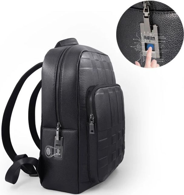 LEATHER BAG PACK FINGERPRINT LOCK