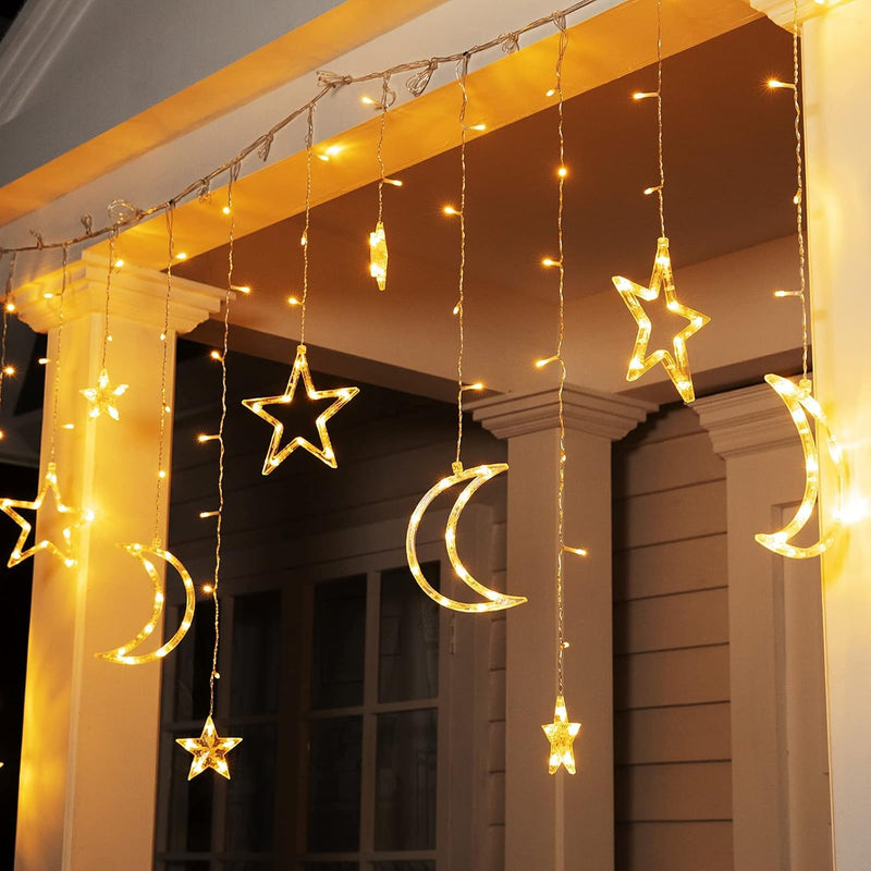 LED Crescent Moon and Star String Lights