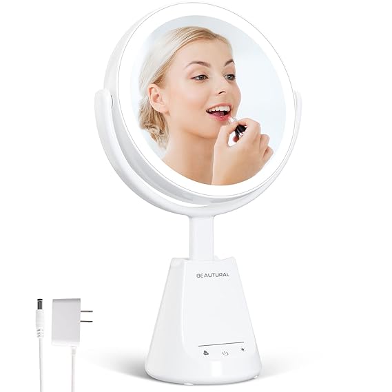 Beautural Double-Sided LED Makeup Mirror with 1x/10x Magnification