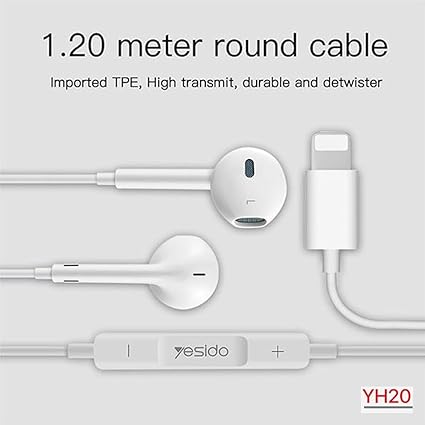 YH20 Earphone for LIGHNING Original Function: Microphone, Noise Cancelling Compatible: Mobile phone, PC, ipad Communication: Wired