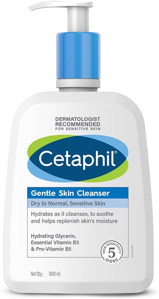 Cetaphil Face Wash ,Gentle Skin Cleanser for Dry, Normal Sensitive Skin - 1000 ml| Hydrating Face Wash with Niacinamide, Vitamin B5| Dermatologist Recommended| Paraben, Sulphate Free