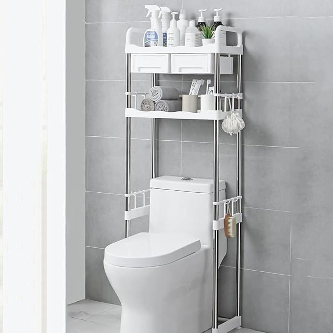 Laundry Room Shelf, Over Washing Machine Storage Utility Rack Above Toilet Washer Dryer Clothes Hanger Bathroom Organization Space,Toiletstand