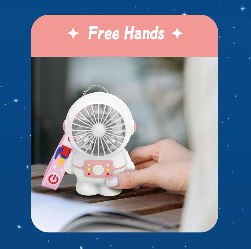 Hanging neck fan portable astronaut mini fan bladeless silent USB charging astronaut small fan with lanyard suitable for desktop office student dormitory