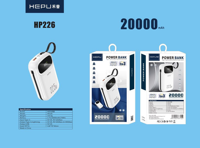 HEPU HP226: Your On-the-Go Power Solution with 22.5W Fast Charging