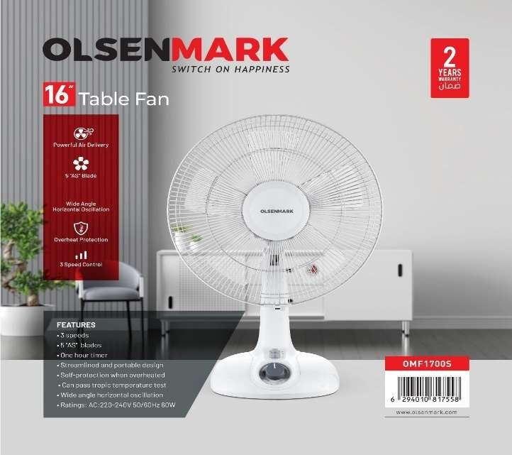 16"Table Fan/3Spd/Oscltion/Timer 1x2