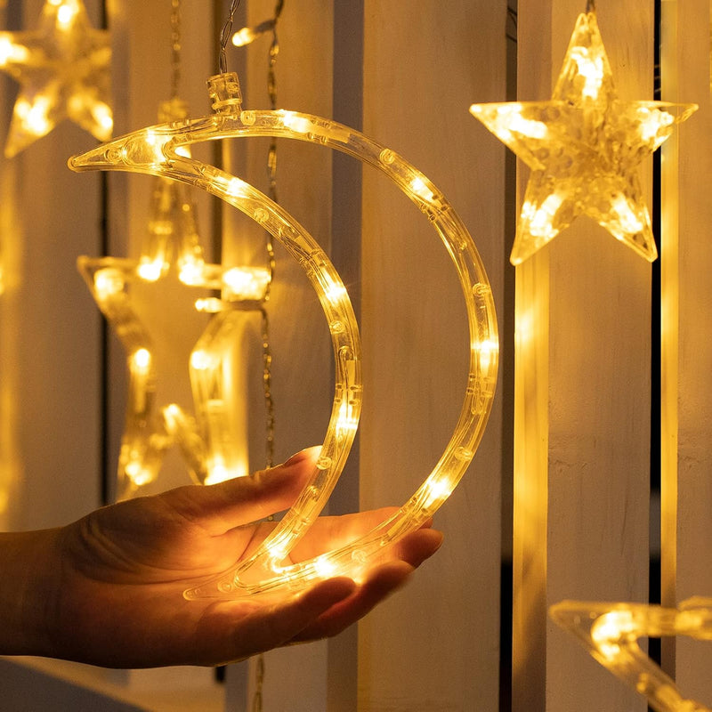 LED Crescent Moon and Star String Lights