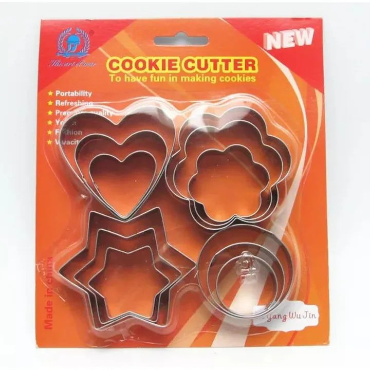 12 Pcs Set Stainless Steel Cookie Cutter Biscuit DIY Mold Star Heart Round Flower Shape Mould Baking Tools