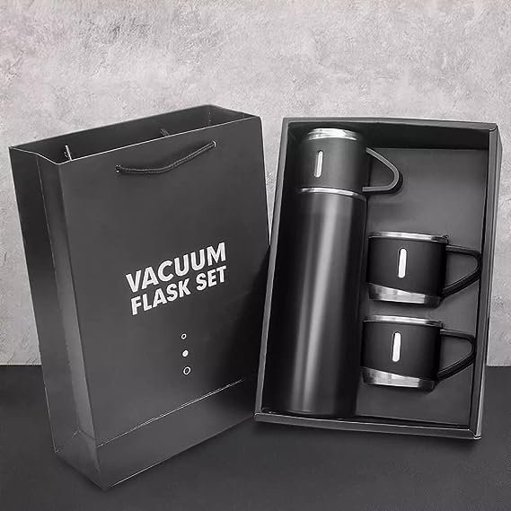 Stainless Steel Vacuum Flask Set with 3 Cups 12 pieces