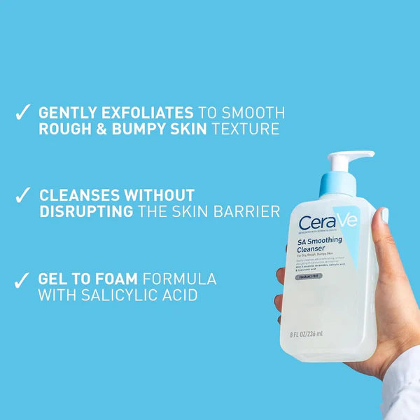 CeraVe SA Smoothing Cleanser | Salicylic Acid Wash for Face and Body | Exfoliant for Normal, Dry, and Rough Skin | 236ml / 8 fl. oz.