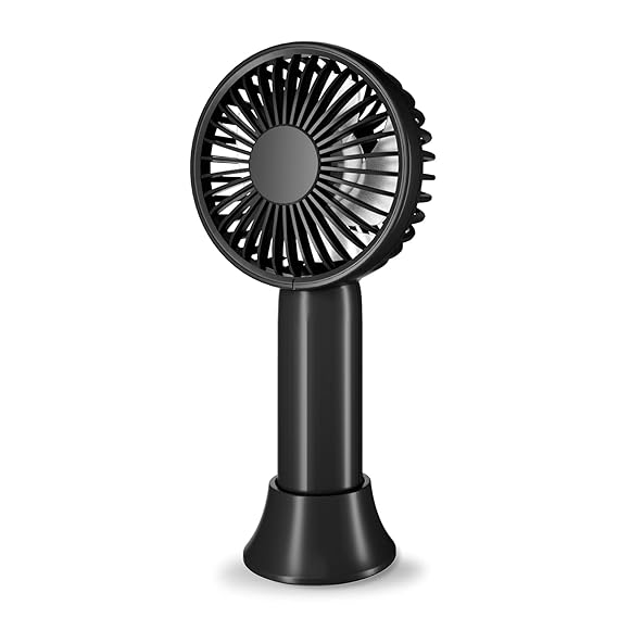 uper Mini Handheld Fan, Small Personal Portable Fan with Removable Base, USB Rechargeable Battery Operated Hand Held Fan with 3 Speeds for Women Men Kids Indoor, Outdoor, Makeup, Travel(Black)